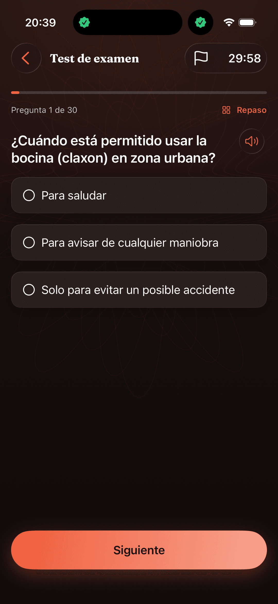 Test de examen del teórico de la DGT
